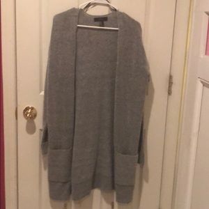 grey longline knit cardigan